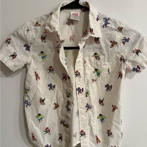 White Marvel Comics little boy 4T button down shirt